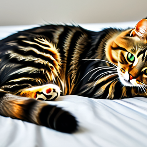 Home 23 **
"A calm, fully clothed cat resting comfortably on a soft bed in a quiet room, safe for work, appropriate content, professional, modest, family-friendly, perfect anatomy, correct proportions, natural pose, well-formed paws, proper claw count, warm lighting, high quality, clean environment."
**
