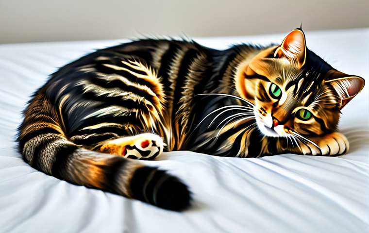 **
"A calm, fully clothed cat resting comfortably on a soft bed in a quiet room, safe for work, appropriate content, professional, modest, family-friendly, perfect anatomy, correct proportions, natural pose, well-formed paws, proper claw count, warm lighting, high quality, clean environment."
**