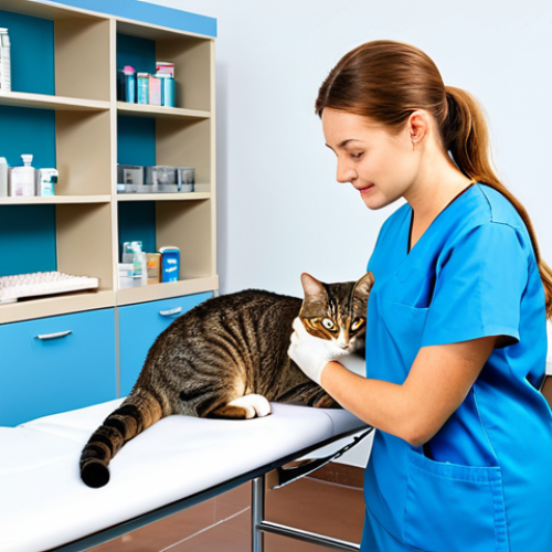 Home 22 **
A professional female veterinarian, fully clothed in modest scrubs, examining a cute tabby cat on an examination table in a bright, clean veterinary clinic. The cat is relaxed and calm. Background includes medical equipment and shelves with pet supplies. Safe for work, appropriate content, perfect anatomy, correct proportions, natural pose, well-formed hands, proper finger count, natural body proportions, professional photography, high quality, family-friendly.
**